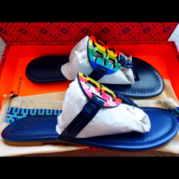 Authentic NWT Tory Burch Miller Sandals in Rainbow - Picture 4 of 7